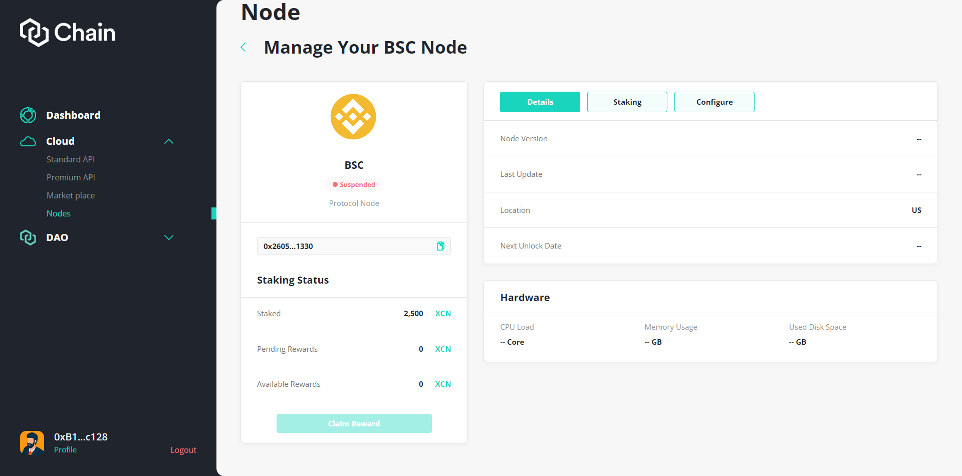 Node Management detail page